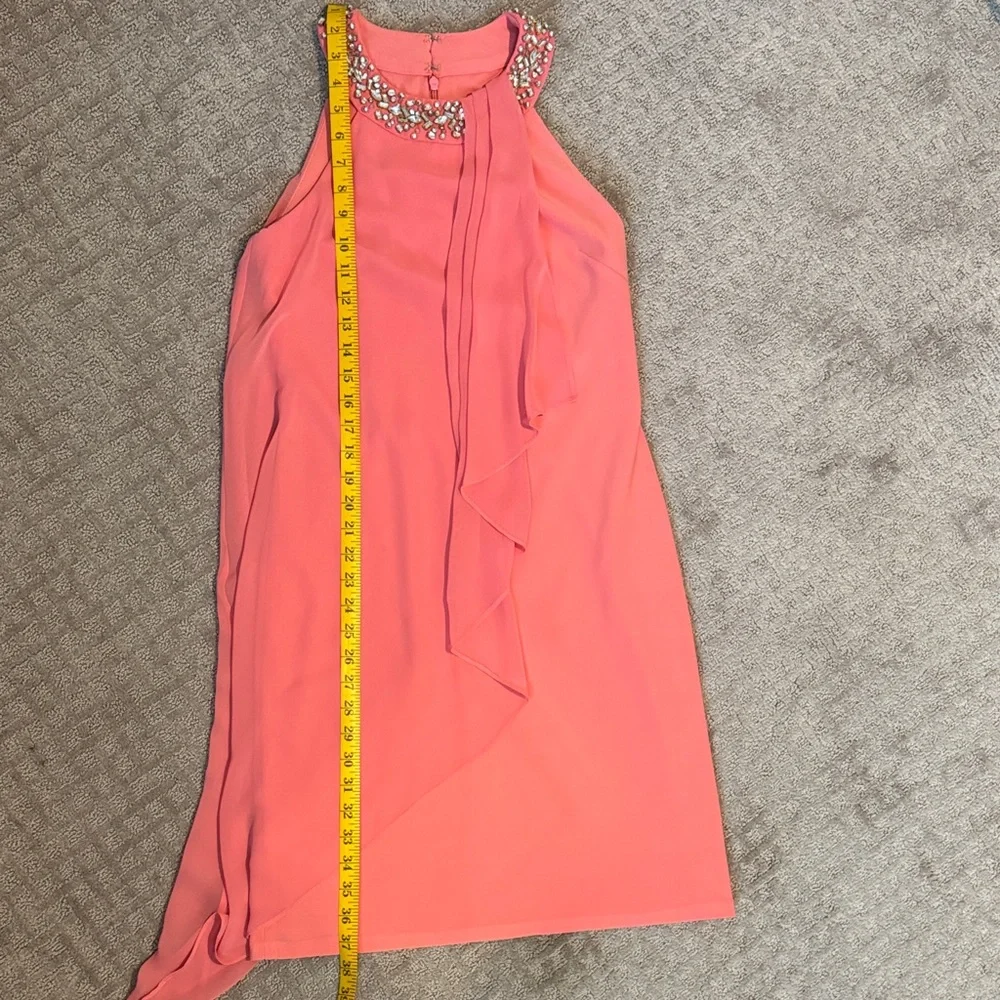 Vince Camuto Pink Asymmetrical Dress with Embellished Neckline - Picture 4 of 8